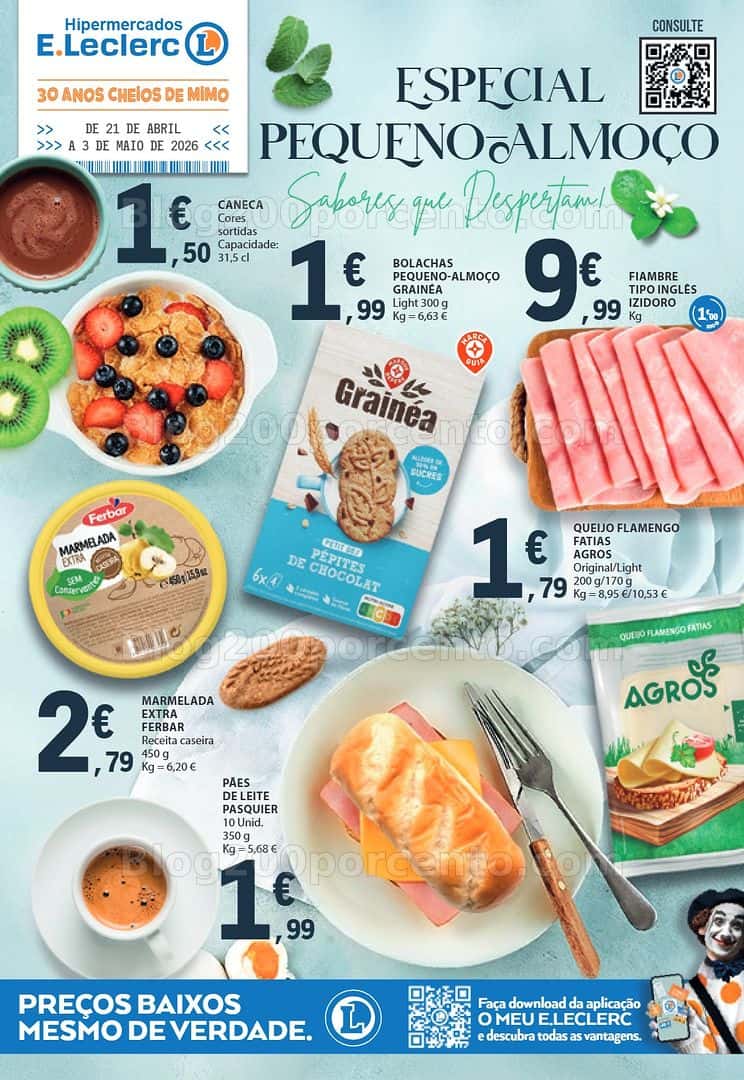 Antevisão Folheto E-LECLERC Especial Pequeno Almoço Promoções de 21 abril a 3 maio